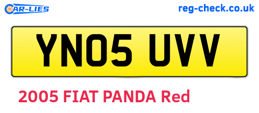 YN05UVV are the vehicle registration plates.
