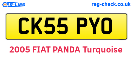 CK55PYO are the vehicle registration plates.