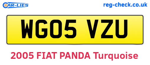 WG05VZU are the vehicle registration plates.