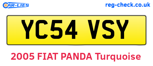 YC54VSY are the vehicle registration plates.
