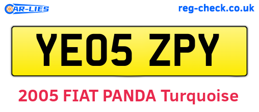 YE05ZPY are the vehicle registration plates.