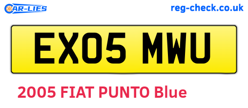 EX05MWU are the vehicle registration plates.