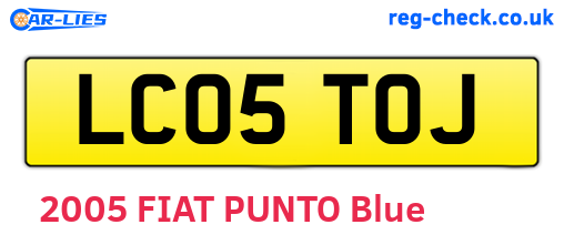 LC05TOJ are the vehicle registration plates.