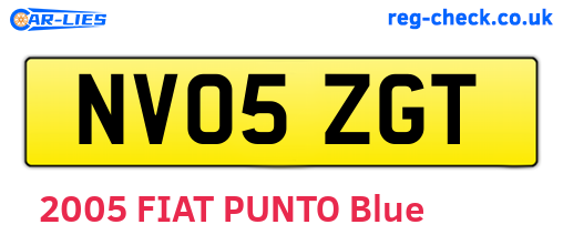 NV05ZGT are the vehicle registration plates.