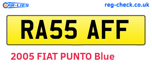 RA55AFF are the vehicle registration plates.