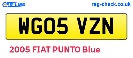 WG05VZN are the vehicle registration plates.