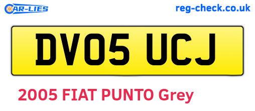 DV05UCJ are the vehicle registration plates.