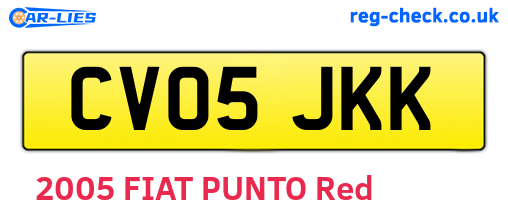 CV05JKK are the vehicle registration plates.