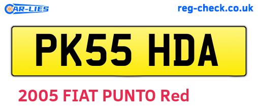 PK55HDA are the vehicle registration plates.