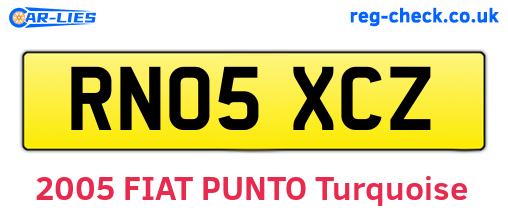 RN05XCZ are the vehicle registration plates.