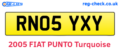 RN05YXY are the vehicle registration plates.