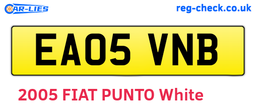 EA05VNB are the vehicle registration plates.