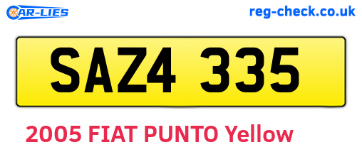SAZ4335 are the vehicle registration plates.