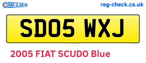 SD05WXJ are the vehicle registration plates.