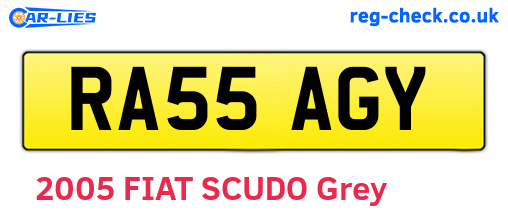 RA55AGY are the vehicle registration plates.