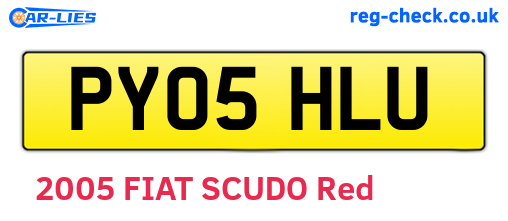 PY05HLU are the vehicle registration plates.
