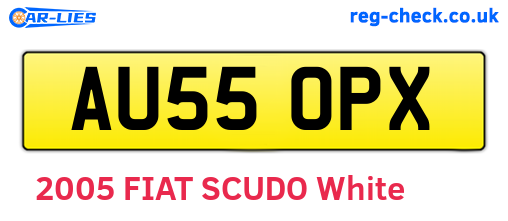AU55OPX are the vehicle registration plates.