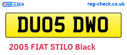 DU05DWO are the vehicle registration plates.