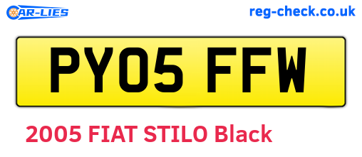 PY05FFW are the vehicle registration plates.