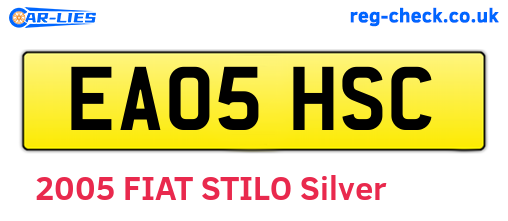 EA05HSC are the vehicle registration plates.
