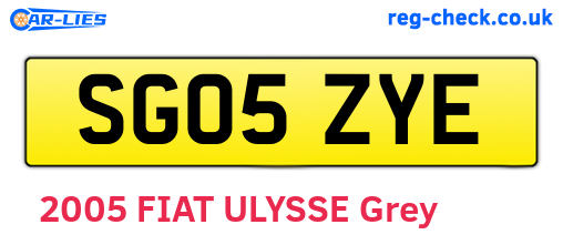 SG05ZYE are the vehicle registration plates.