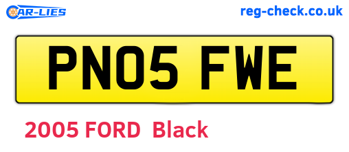 PN05FWE are the vehicle registration plates.