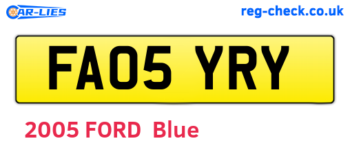 FA05YRY are the vehicle registration plates.