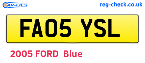 FA05YSL are the vehicle registration plates.
