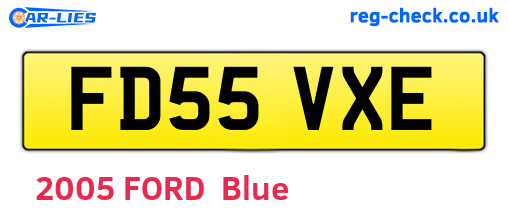 FD55VXE are the vehicle registration plates.