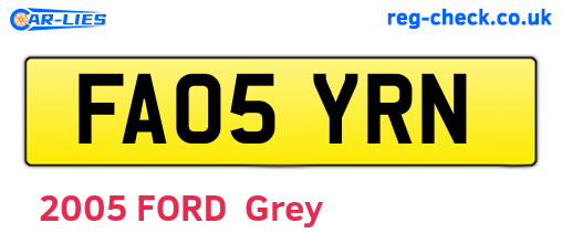 FA05YRN are the vehicle registration plates.