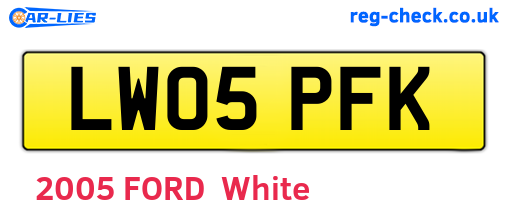 LW05PFK are the vehicle registration plates.