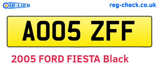 AO05ZFF are the vehicle registration plates.