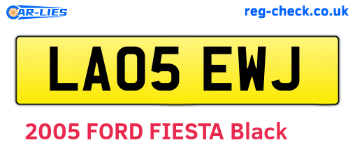LA05EWJ are the vehicle registration plates.