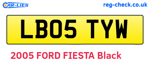 LB05TYW are the vehicle registration plates.