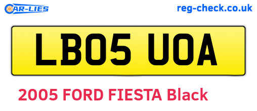 LB05UOA are the vehicle registration plates.