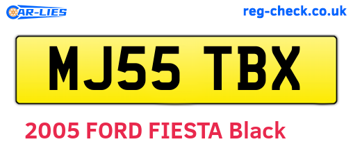 MJ55TBX are the vehicle registration plates.