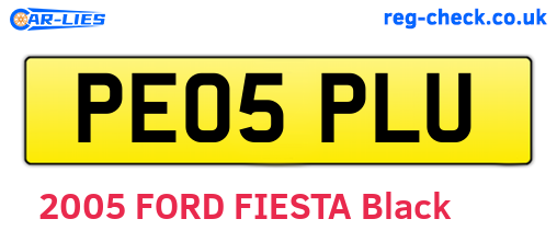 PE05PLU are the vehicle registration plates.