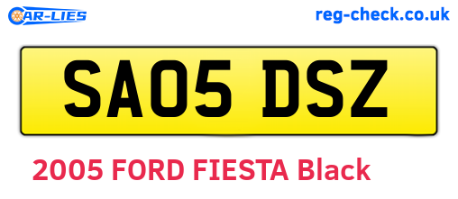 SA05DSZ are the vehicle registration plates.