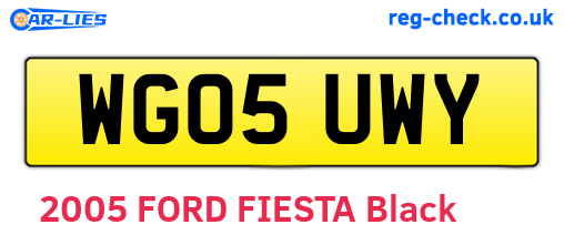 WG05UWY are the vehicle registration plates.
