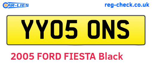 YY05ONS are the vehicle registration plates.