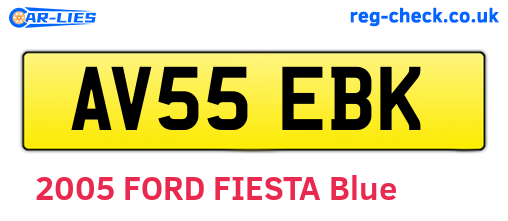AV55EBK are the vehicle registration plates.