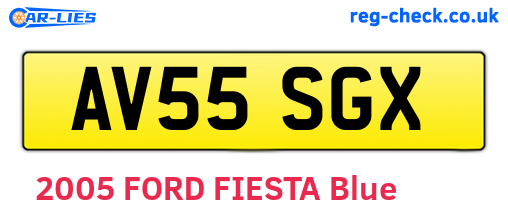AV55SGX are the vehicle registration plates.
