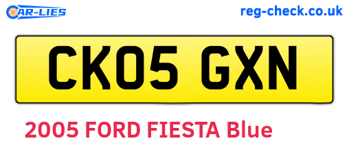 CK05GXN are the vehicle registration plates.