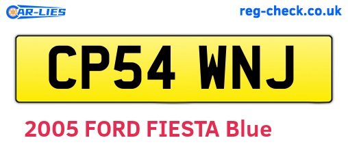 CP54WNJ are the vehicle registration plates.
