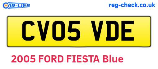 CV05VDE are the vehicle registration plates.