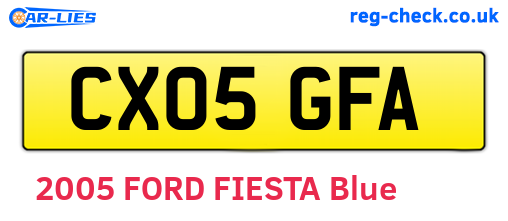 CX05GFA are the vehicle registration plates.