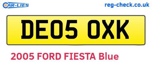 DE05OXK are the vehicle registration plates.