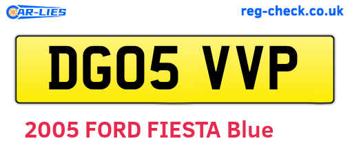 DG05VVP are the vehicle registration plates.