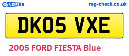 DK05VXE are the vehicle registration plates.