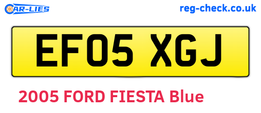 EF05XGJ are the vehicle registration plates.